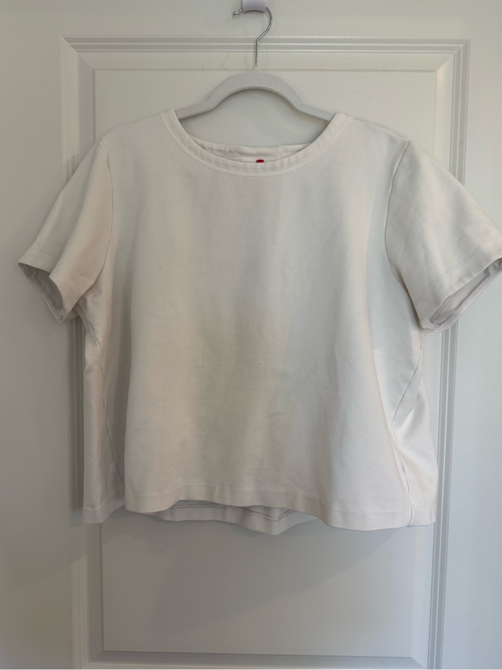 SPANX White Ponte Crew Neck Boxy Cropped Short Sleeve Tee